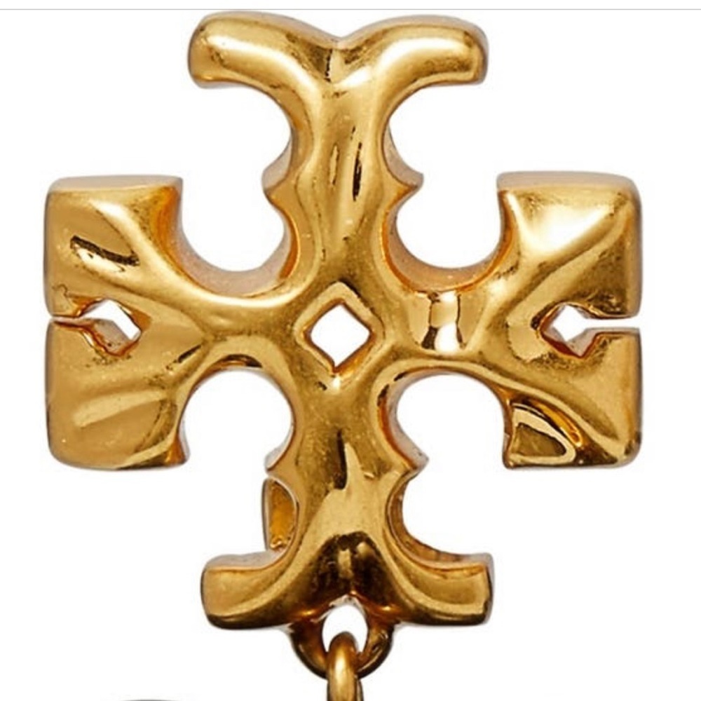 Tory Burch Authentic Vintage Roxanne Gold-Tone & Resin Heart Earrings In Black - Picture 7 of 10